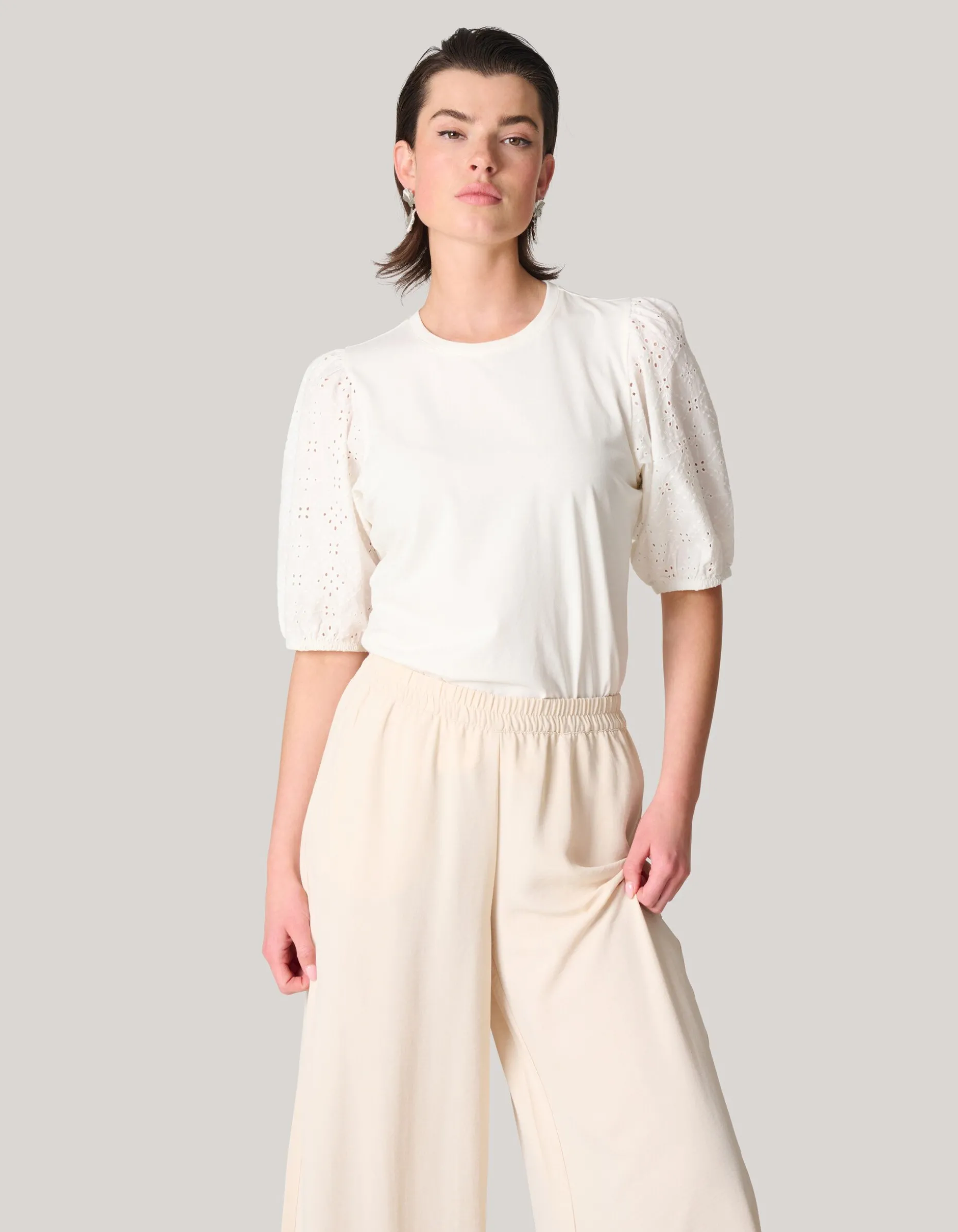 Embroidery Pofmouw T-shirt Wit