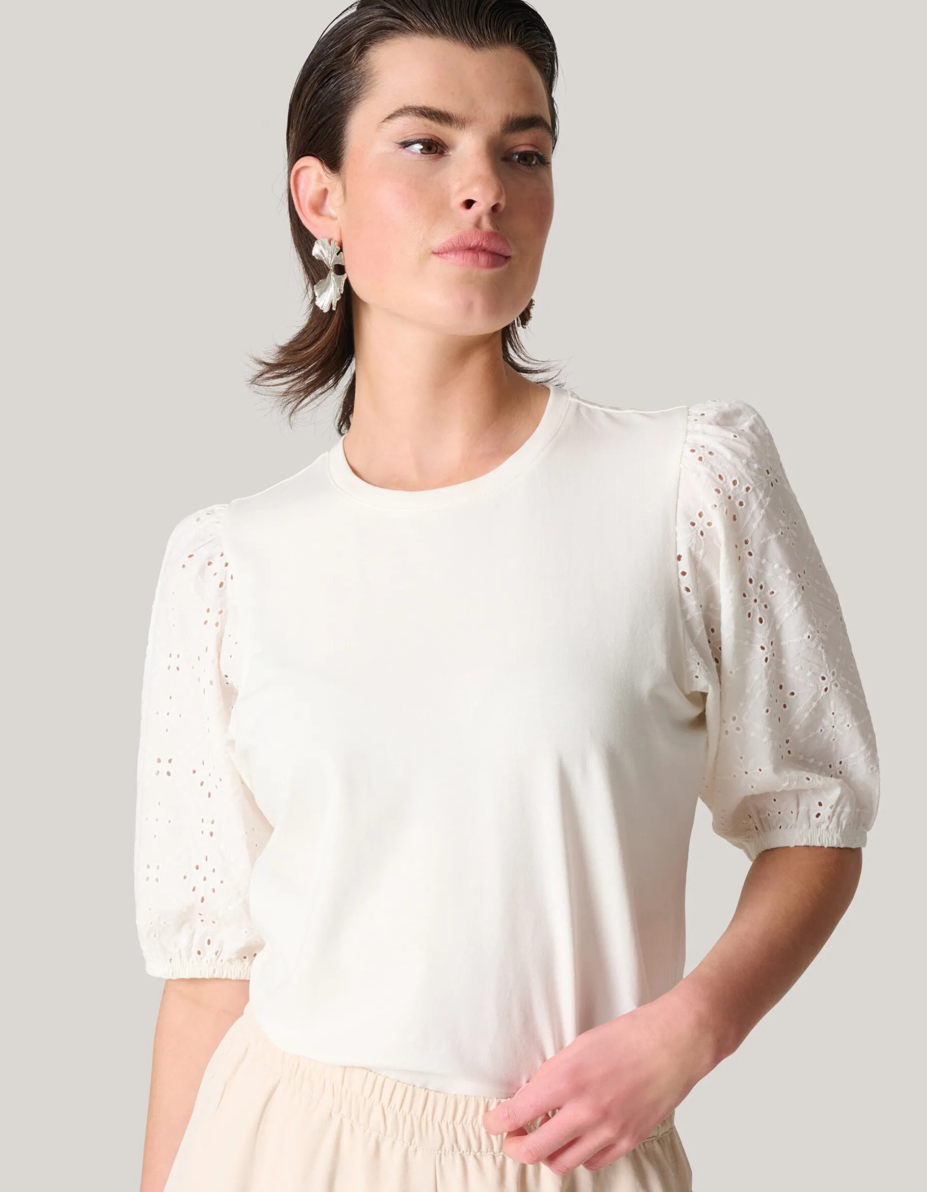 Embroidery Pofmouw T-shirt Wit