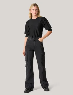 Embroidery Top Zwart