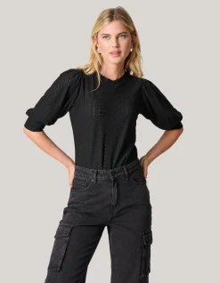 Embroidery Top Zwart