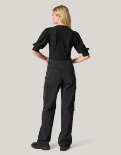 Embroidery Top Zwart