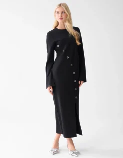 Eyelet Maxi Jurk Zwart