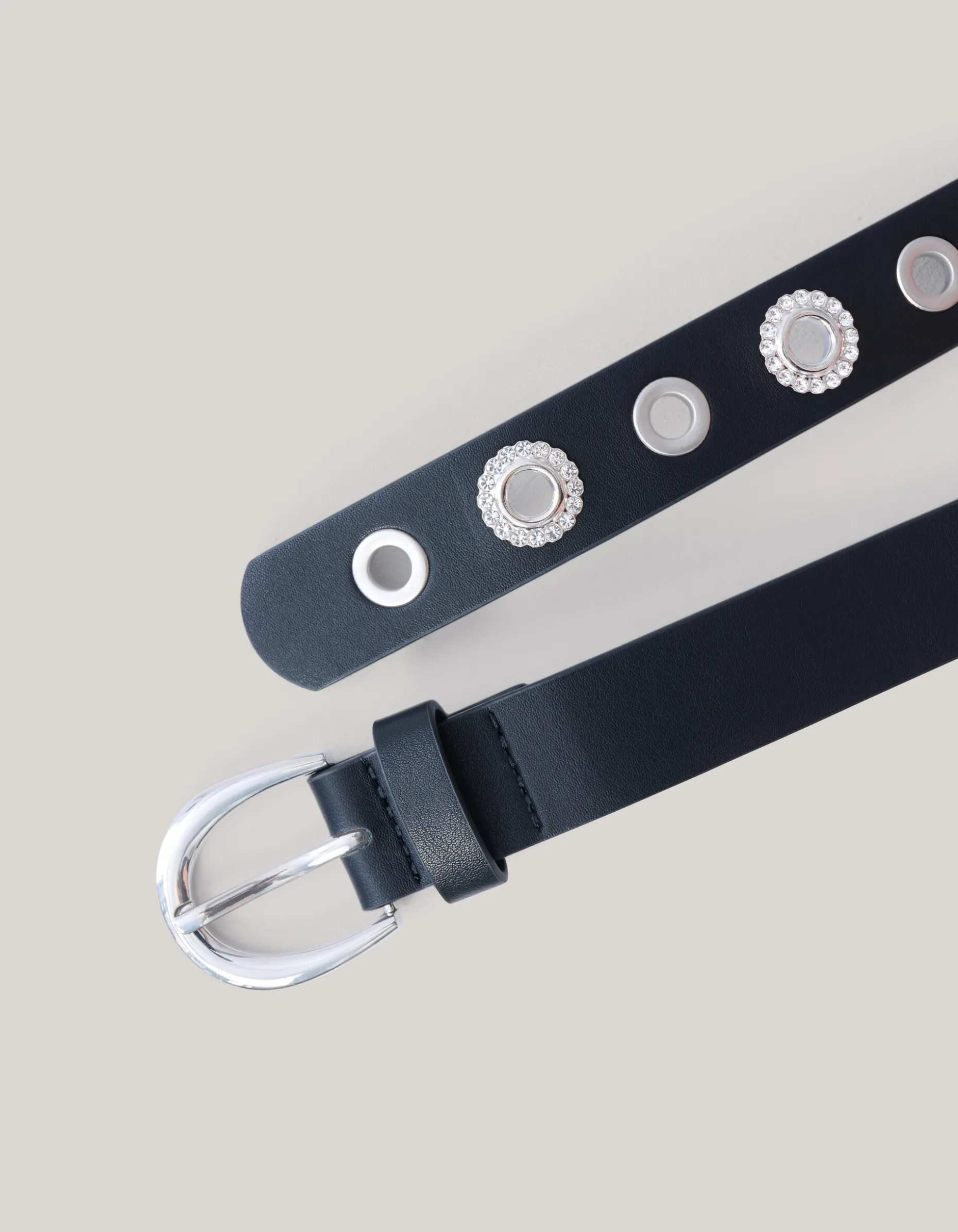 Eyelet Strass Riem Zwart