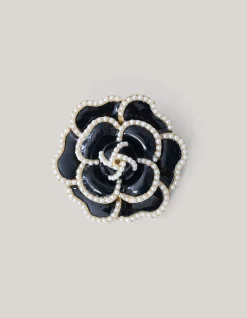 Fancy Bloem Broche Zwart