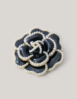 Fancy Bloem Broche Zwart