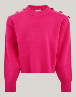 Fancy Button Trui Roze