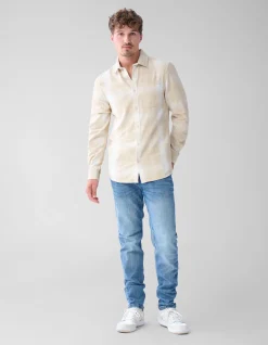 Flanel Ruiten Overhemd Beige