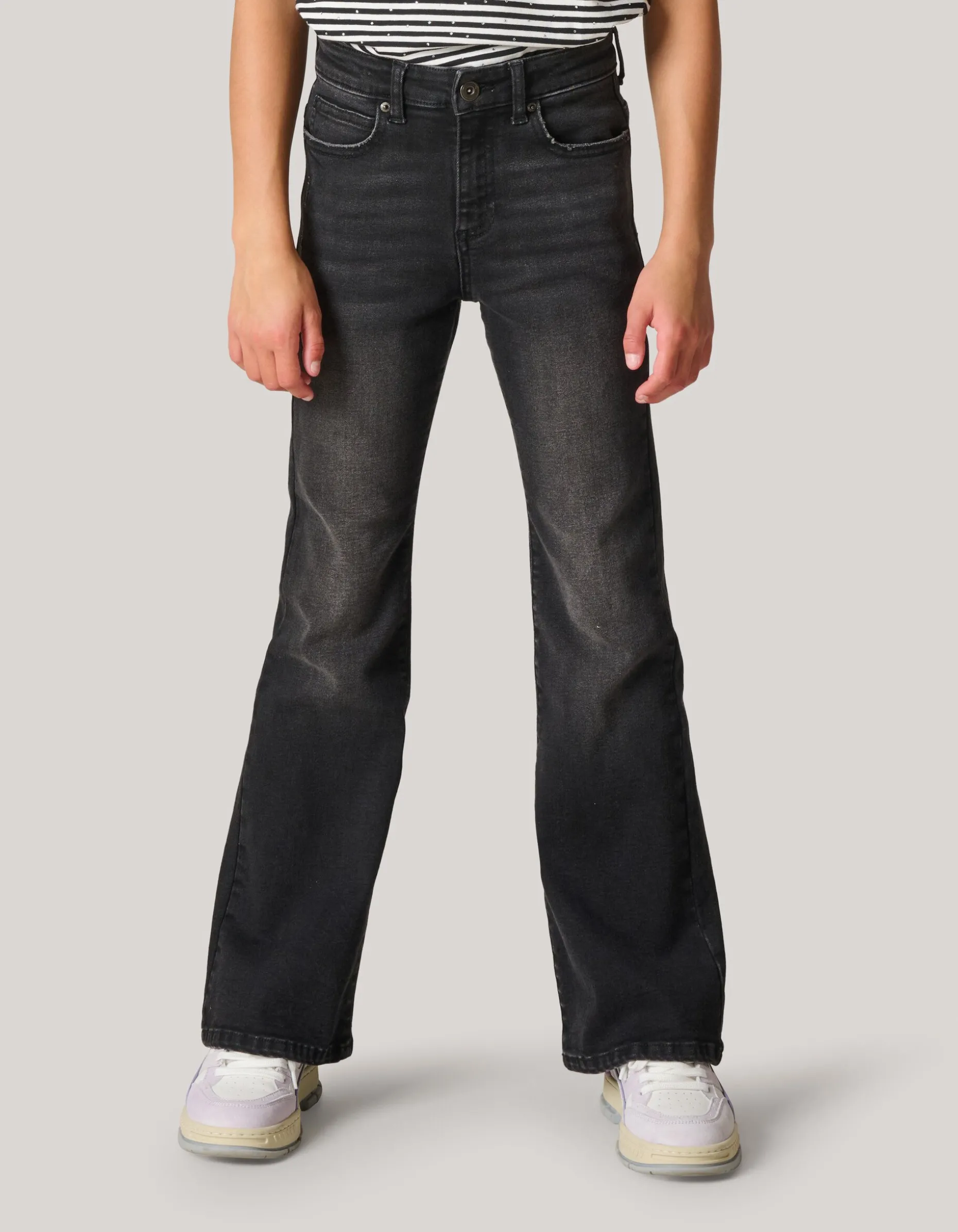 Flared Denim Jeans Zwart