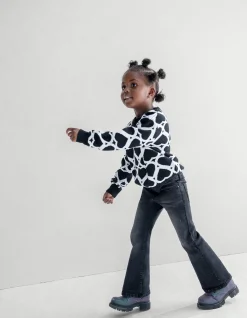 Flared Denim Jeans Zwart