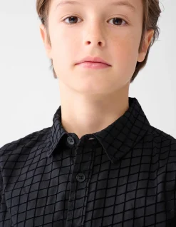 Flock Print Overhemd Zwart