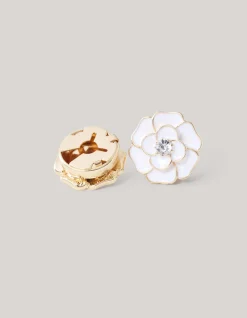 Flower Knopen Clips Wit