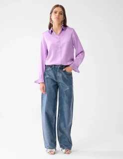 Foil Barrel Fit Jeans Mediumstone By Lizzy