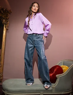 Foil Barrel Fit Jeans Mediumstone By Lizzy