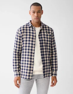 Geblokt Overhemd Donkerblauw