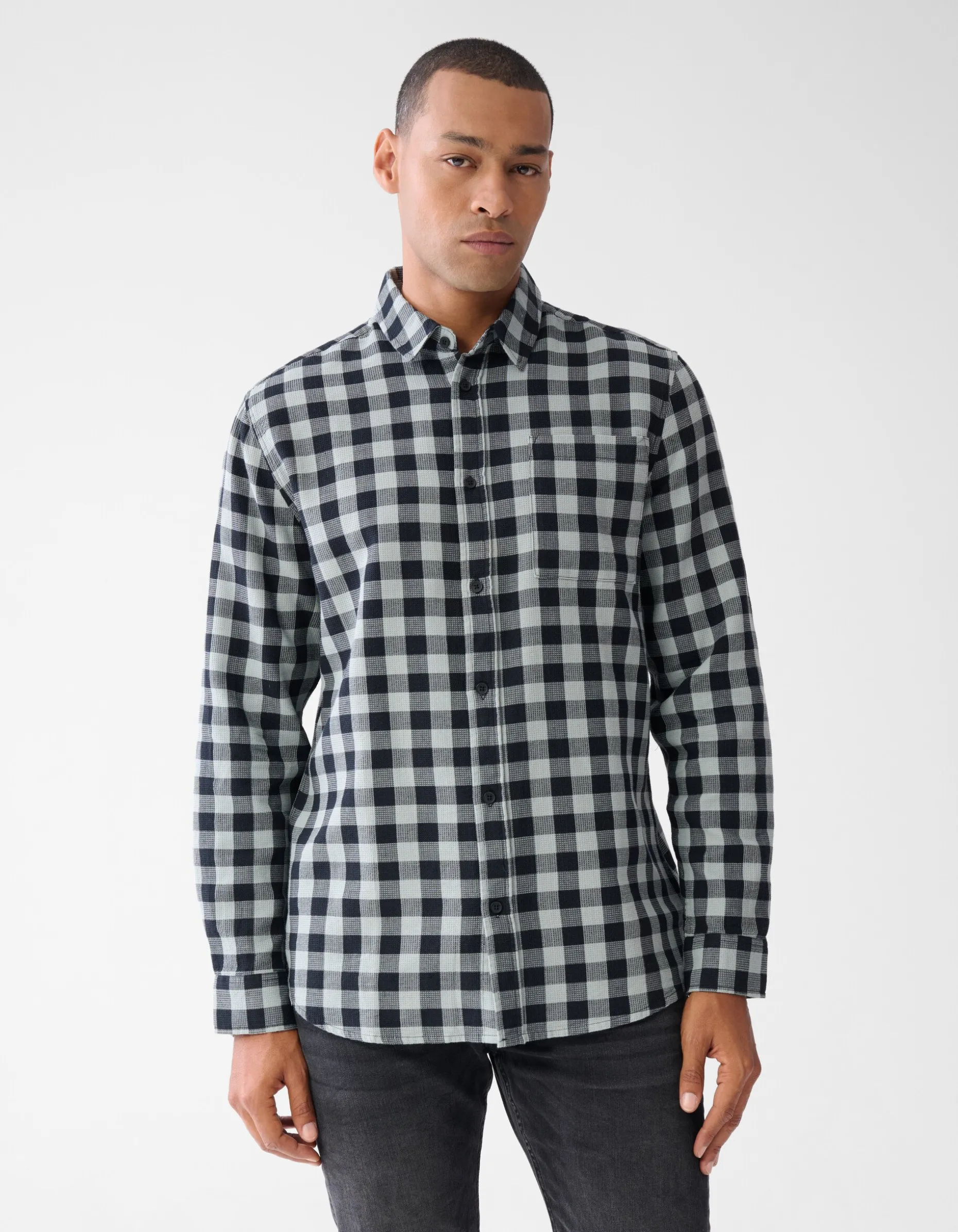 Geblokt Overhemd Zwart