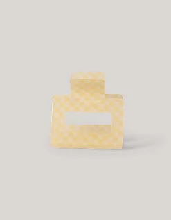 Geblokte Haarclip Beige