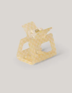 Geblokte Haarclip Beige