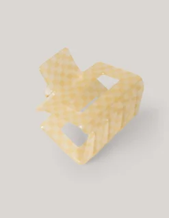 Geblokte Haarclip Beige