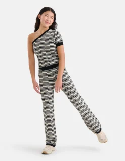 Gebreide Wide Leg Broek Zwart/Wit