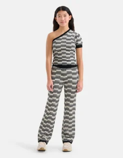 Gebreide Wide Leg Broek Zwart/Wit