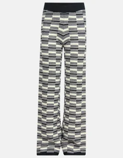 Gebreide Wide Leg Broek Zwart/Wit