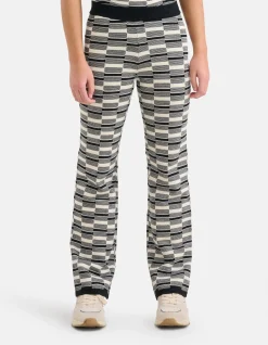 Gebreide Wide Leg Broek Zwart/Wit