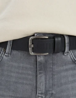 Gedetailleerde Leren Riem Zwart