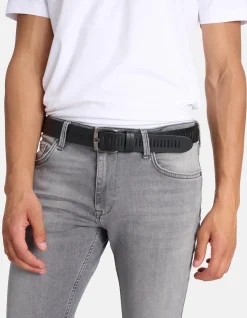 Gedetailleerde Leren Riem Zwart