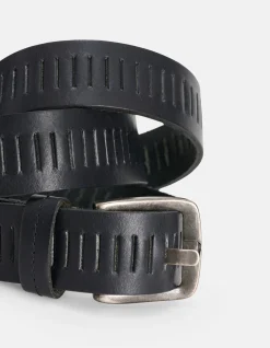 Gedetailleerde Leren Riem Zwart