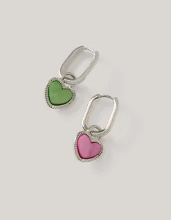 Gekleurde Hartjes Oorbellen Zilver