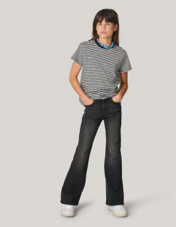 Gestreept Strass T-shirt Zwart/Wit