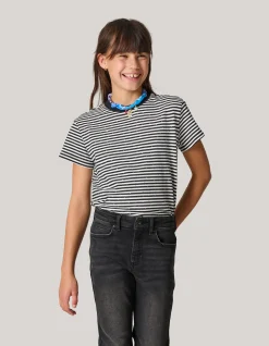 Gestreept Strass T-shirt Zwart/Wit