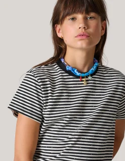 Gestreept Strass T-shirt Zwart/Wit