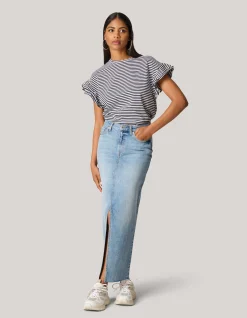 Gestreepte Ruffle Top Zwart/Wit