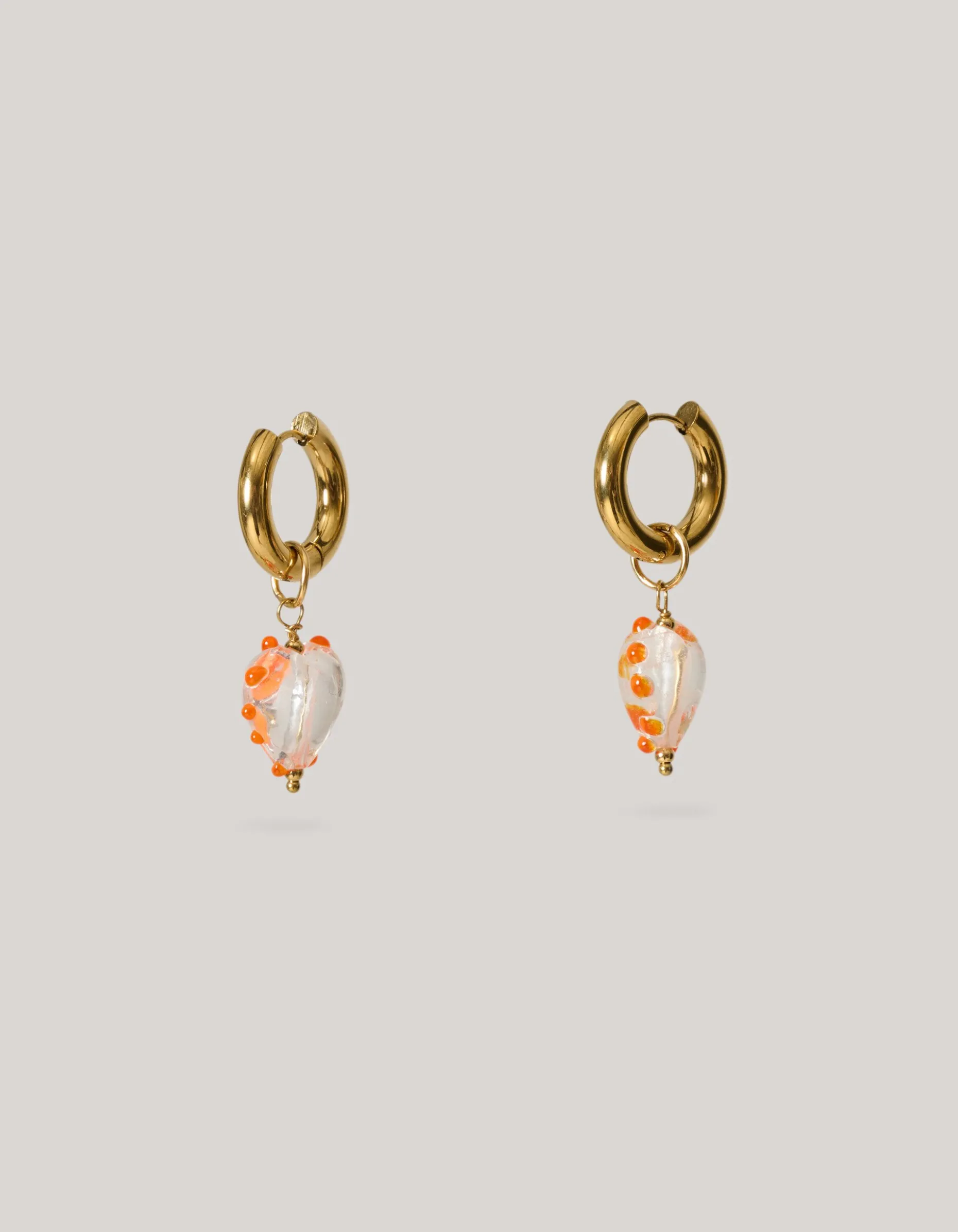 Glazen Hart Oorbellen Goud