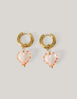 Glazen Hart Oorbellen Goud