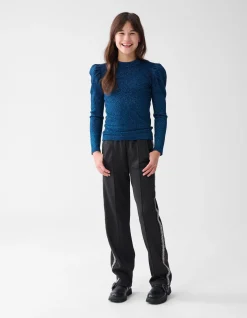 Glitter Gebreide Top Donkerblauw