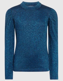Glitter Gebreide Top Donkerblauw