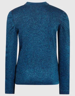 Glitter Gebreide Top Donkerblauw
