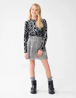 Glitter Heart Top Zwart