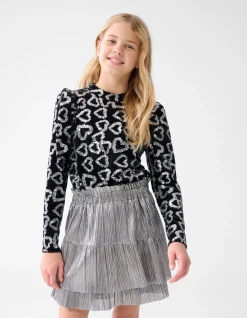 Glitter Heart Top Zwart