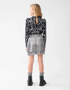 Glitter Heart Top Zwart