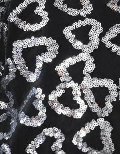 Glitter Heart Top Zwart