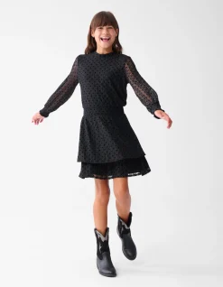 Glitter Mesh Jurk Zwart