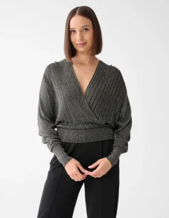 Glitter Overslag Trui Goud