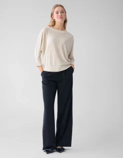 Glitter Vleermuismouwen Trui Beige