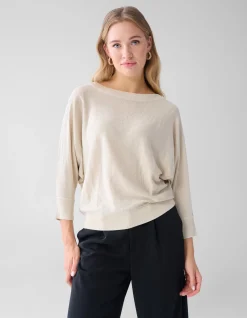 Glitter Vleermuismouwen Trui Beige