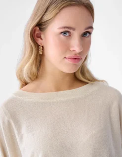 Glitter Vleermuismouwen Trui Beige