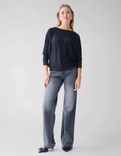 Glitter Vleermuismouwen Trui Zwart