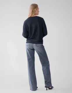 Glitter Vleermuismouwen Trui Zwart